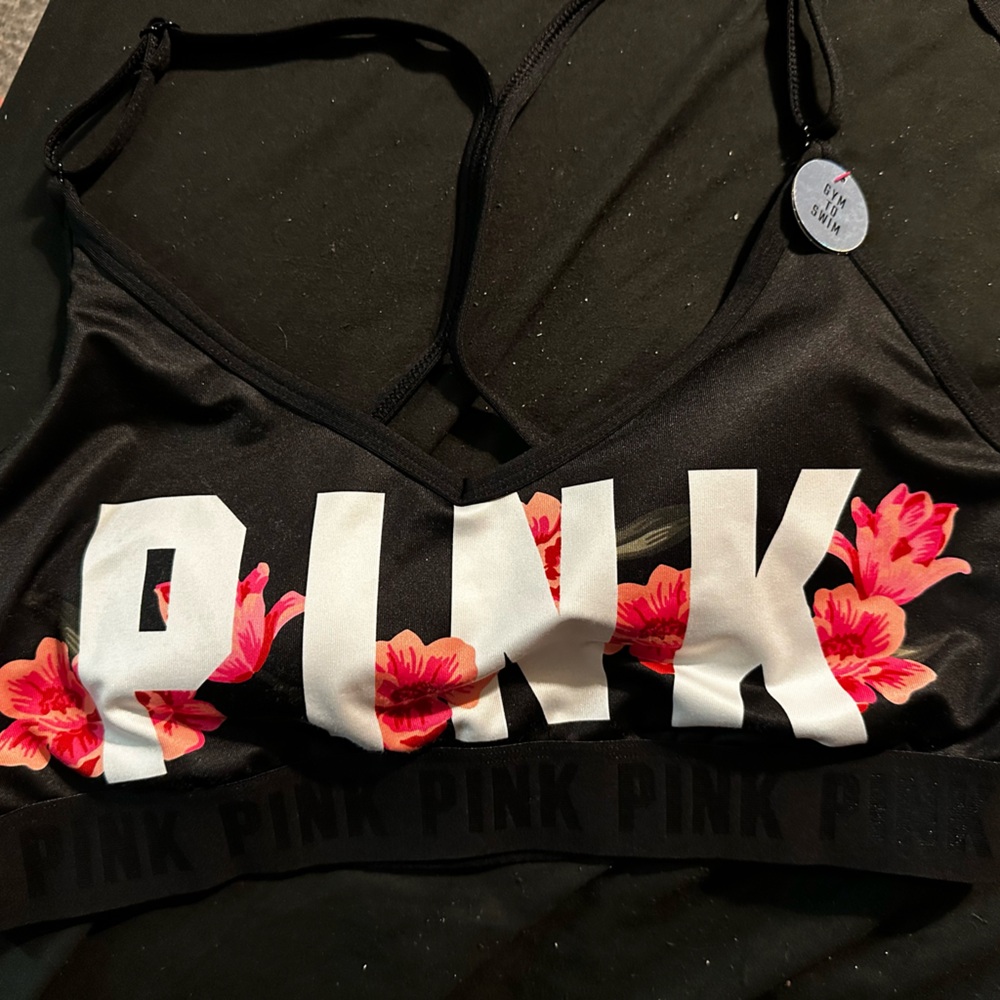 Pink sports bra